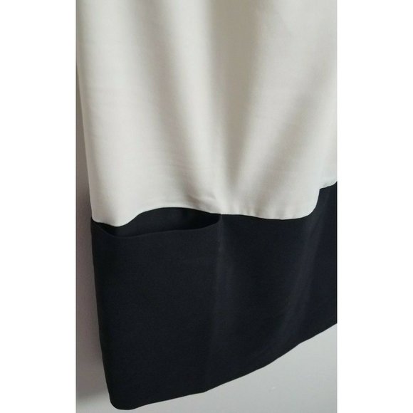 Tobi Sz. XS Claire Color Block Shift Dress Ivory/Black Backless W/ Front Pockets - Picture 4 of 10